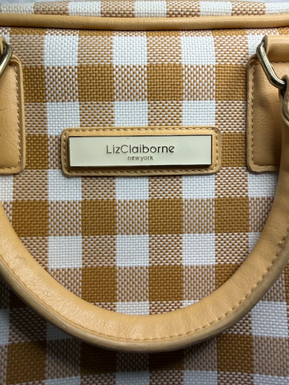 Liz Claiborne Gingham Laptop Tote - Picture 3 of 10